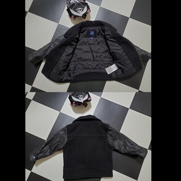 🏍️ Baby GAP Moto Faux Leather Wool Jacket 2 years - Picture 2 of 6